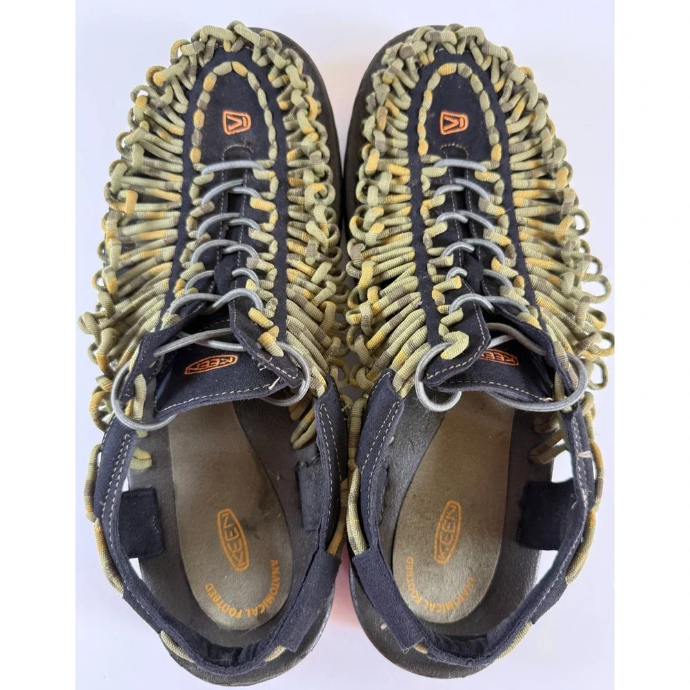 KEEN UNEEK Men's Size 14 1014619 Black Green Two Cord Sandals Outdoor